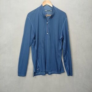 Nike Dri Fit Running Shirt Mens XL Blue Mesh Lined Mock Neck Quarter Zip Workout